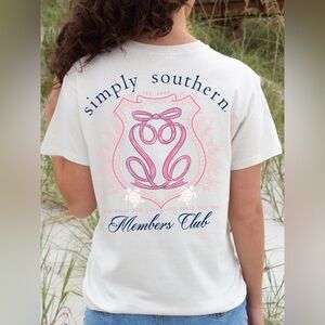 Simply Southern Members Club Graphic T-Shirt White Pink Logo Size XL